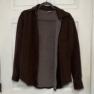 TNA Brown Cozy Fleece Boyfriend Shirt Jacket